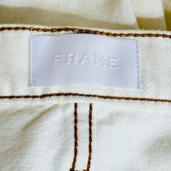 FRAME Le Italien Women's Shorts Off White Cotton Bermuda Top Stitching Size 29 - Picture 8 of 12